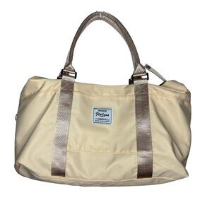 Cream and Tan Women's Tote Bag | Gym Duffel | Stylish Travel Carry-On | Floless